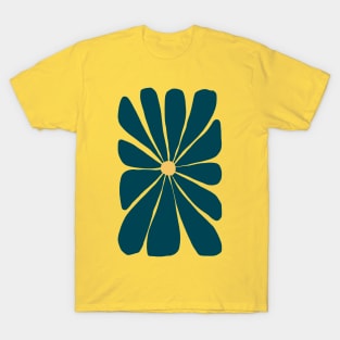 Charcoal, Yellow Modern Big Flower T-Shirt